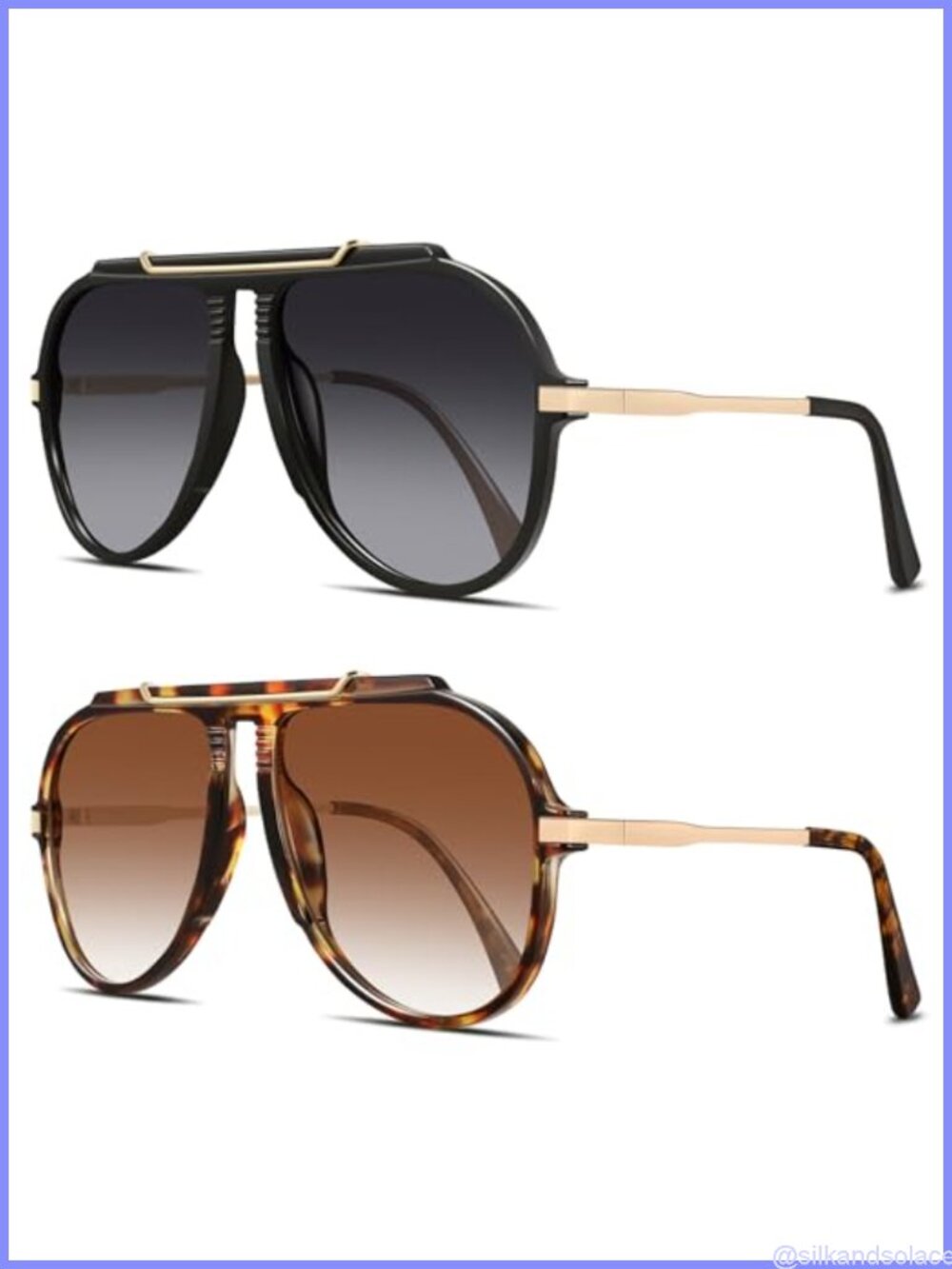 Oversized 70s Retro Aviator Sunglasses UV400 Tangle Free Unisex